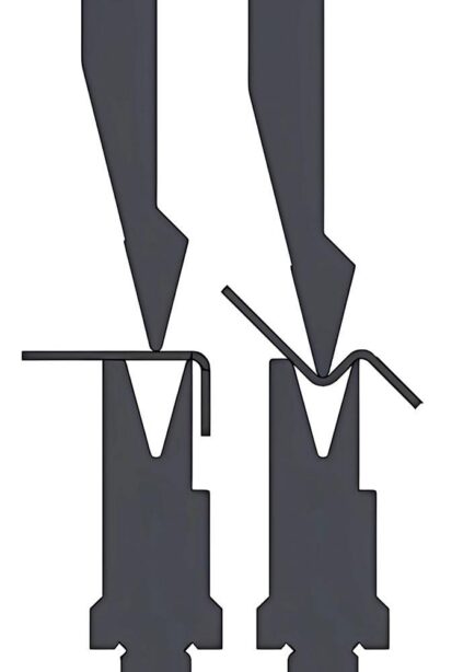 FIGURE 1 A standard die is relieved in the back to allow a shorter distance between bend centers and provide the necessary clearance for offset bends, without the need for a dedicated offset tool.