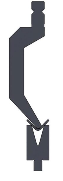 FIGURE 2 Illustration shows an 86-degree gooseneck punch and a 30 degree die. Matching the punch and die angles are no longer necessary. What is important is how far the punch tip can drive past the die shoulders.
