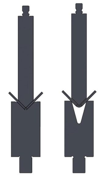 FIGURE 4 There’s still a place for coining (shown at left), especially when producing parts designed many years ago around the coining process, and part design changes simply aren’t an option.